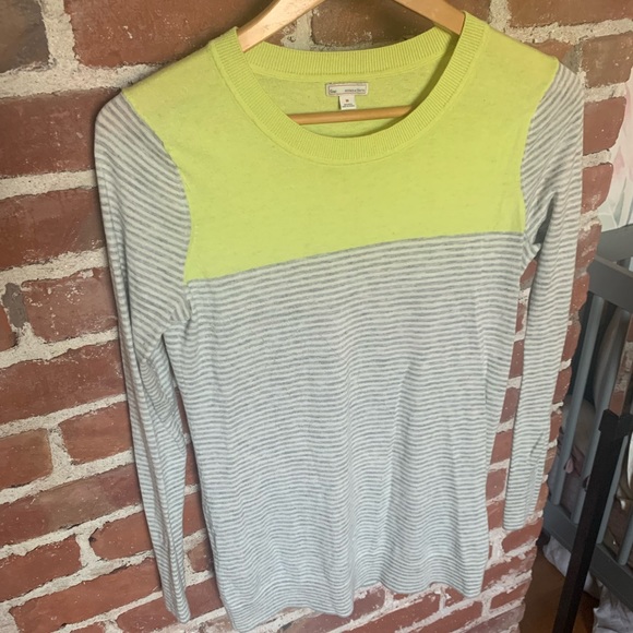 Gap colorblock striped sweater M grey crew neck - Picture 2 of 8